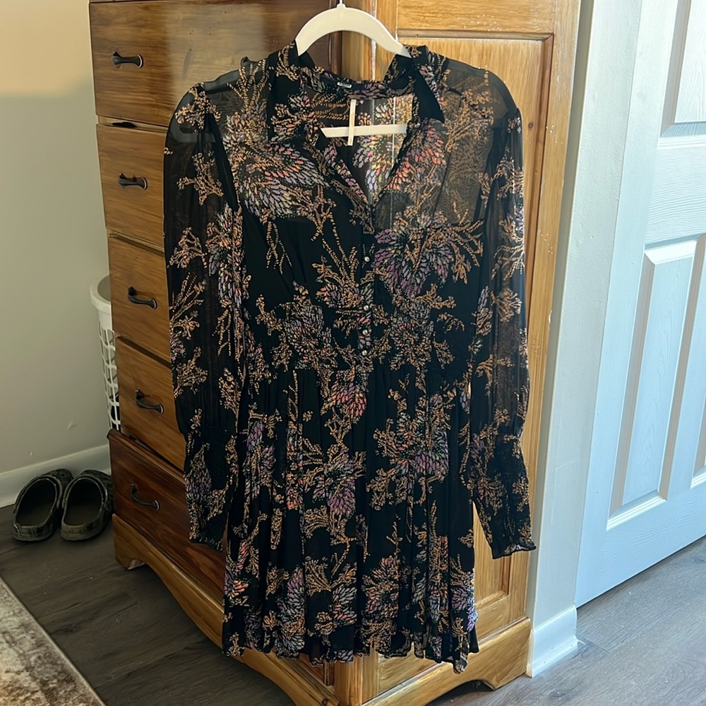 Free People Black Floral Dress